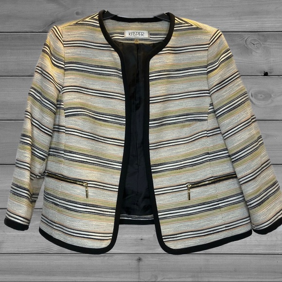 Kasper Women’s Cotton Blend Lined Open Blazer